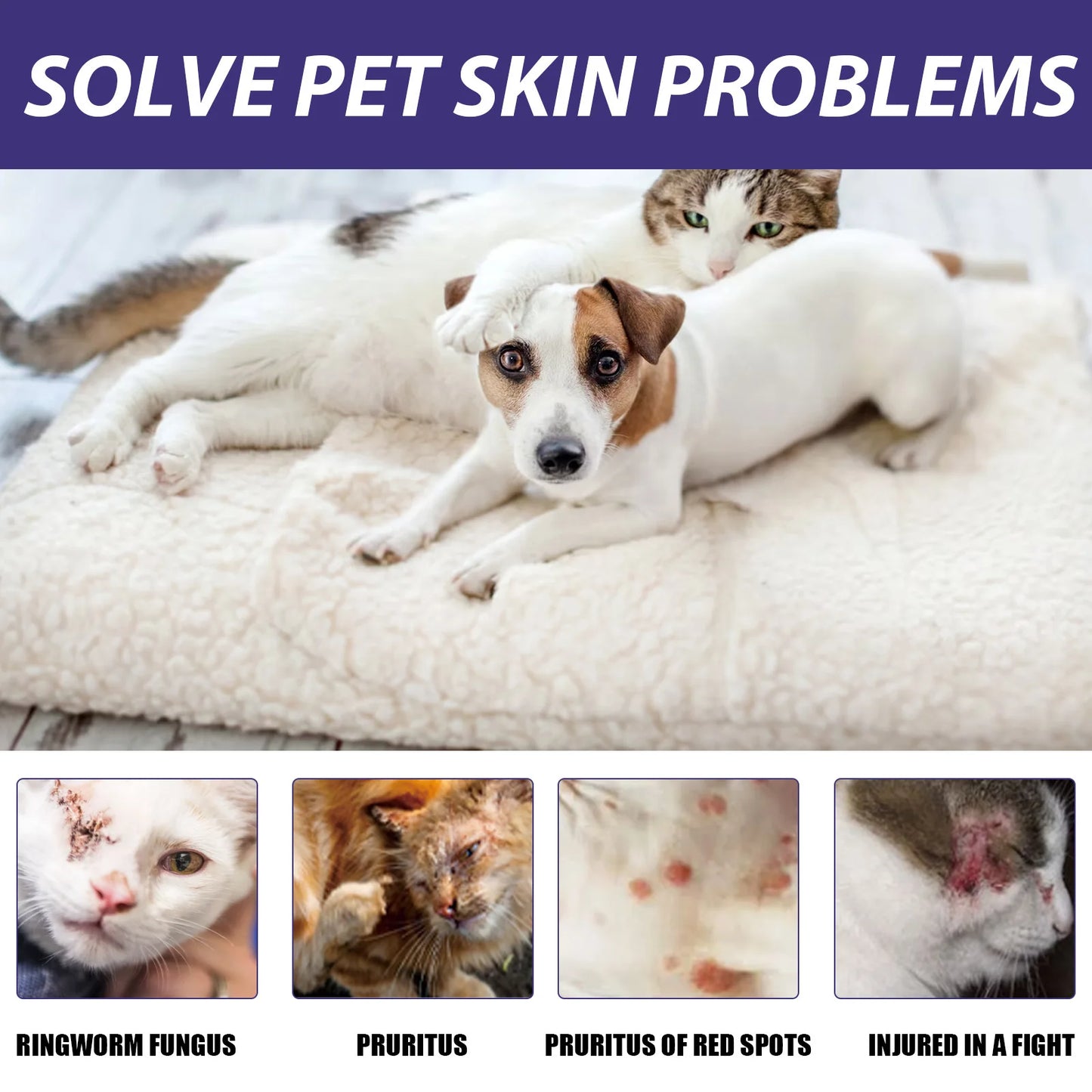 Yegbong 60ml Pet Wound Care Spray Cats Dogs Skin Repair Anti Itch Wound Healing Remove Odor Rash Moss Wound Treatment Spray