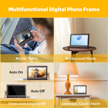 KODAK 7 Inch Digital Photo Frame with Remote Control, 1024*600 HD Screen, Electronic Album Video Music Clock Calendar Player