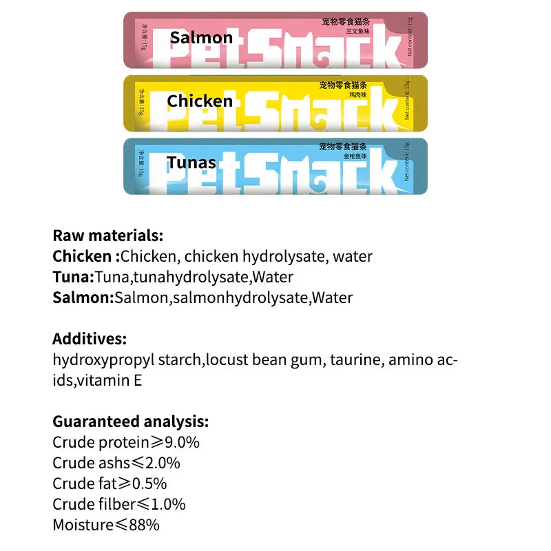 Pet Snacks Cat Strips Young Cat Wet Food Pack Nutrition Chicken Cod Salmon Formula Mixed Flavor Cat Liquid Snacks