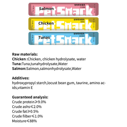Pet Snacks Cat Strips Young Cat Wet Food Pack Nutrition Chicken Cod Salmon Formula Mixed Flavor Cat Liquid Snacks