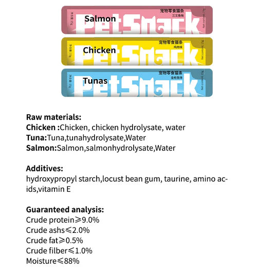 Pet Snacks Cat Strips Young Cat Wet Food Pack Nutrition Chicken Cod Salmon Formula Mixed Flavor Cat Liquid Snacks