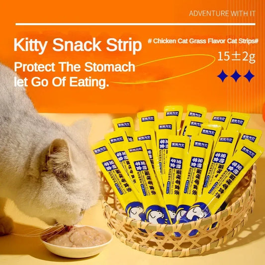 50Pcs Cat Snacks Chicken Flavored Cat Grass Cat Strips Nutritional Weight Gain 0 Added Training Reward Cat Snacks Cat Wet Food