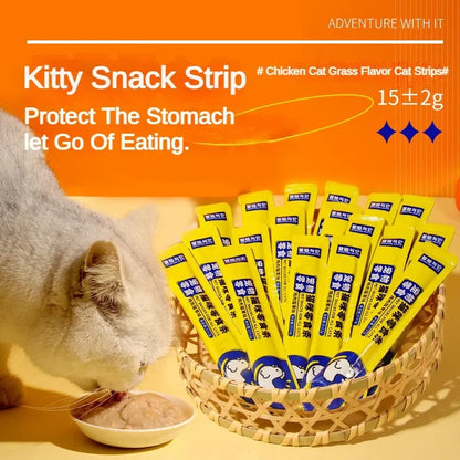 50Pcs Cat Snacks Chicken Flavored Cat Grass Cat Strips Nutritional Weight Gain 0 Added Training Reward Cat Snacks Cat Wet Food