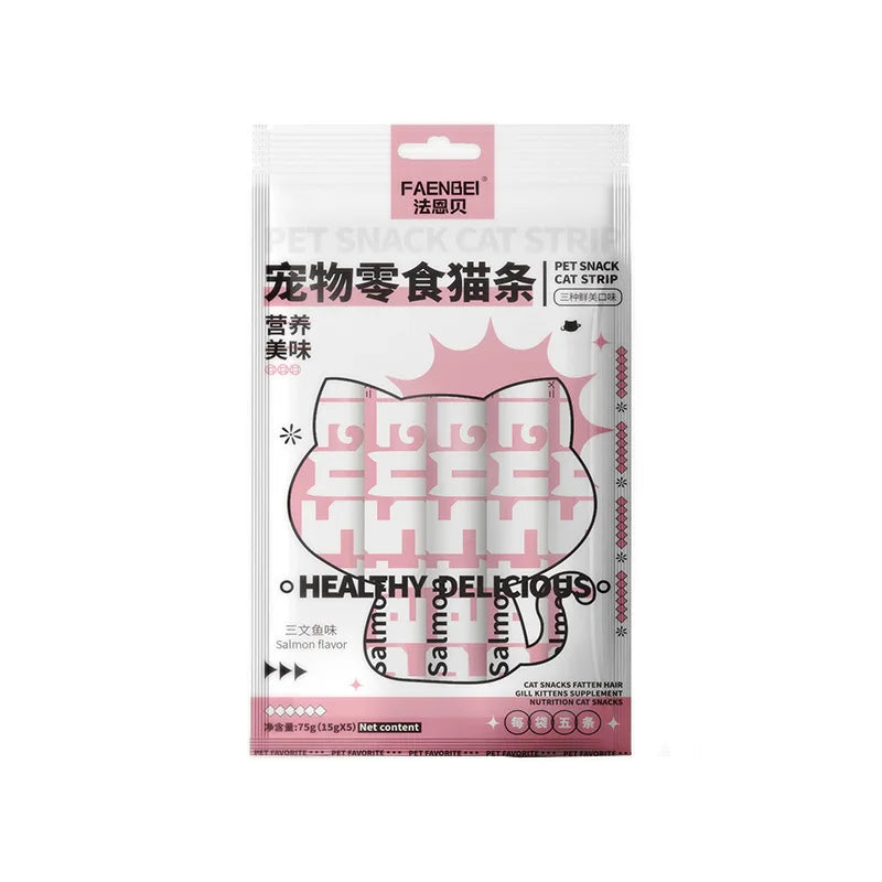 Pet Snacks Cat Strips Young Cat Wet Food Pack Nutrition Chicken Cod Salmon Formula Mixed Flavor Cat Liquid Snacks