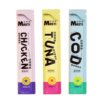 Cat snacks cat strips fresh chicken tuna cod wet food for adult cats and kittens nutrition and hydration fattening cat snacks