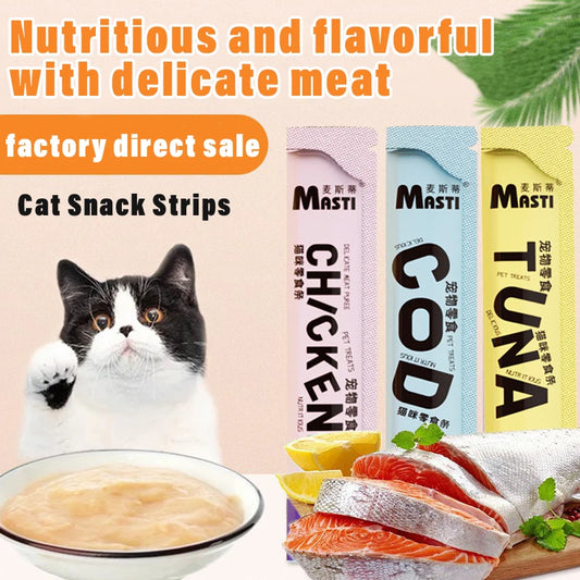 Cat snacks cat strips fresh chicken tuna cod wet food for adult cats and kittens nutrition and hydration fattening cat snacks