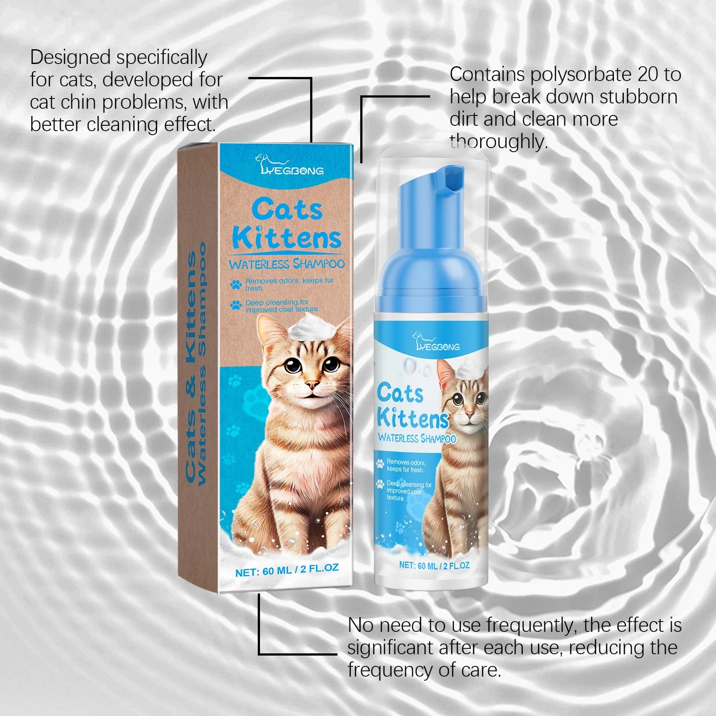 Waterless Dog Shampoo Moisturizing Hair Body Deodorizing Dry Cleaning Body Wash Conditioner Itch Relief Mite Pet No Washing Gel