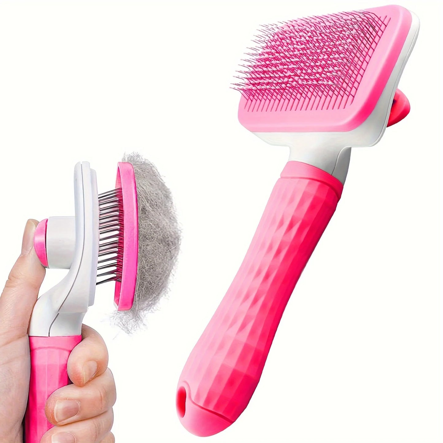 Easy-Clean Pet Grooming Brush Gentle Deshedding Massage Comb with One-Click Hair Removal Dog Grooming for Dogs & Cats Easy-Clean