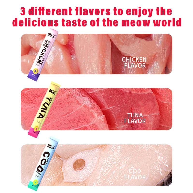 Cat snacks cat strips fresh chicken tuna cod wet food for adult cats and kittens nutrition and hydration fattening cat snacks
