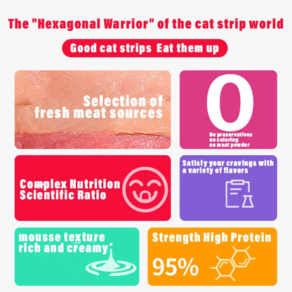 Cat snacks cat strips fresh chicken tuna cod wet food for adult cats and kittens nutrition and hydration fattening cat snacks