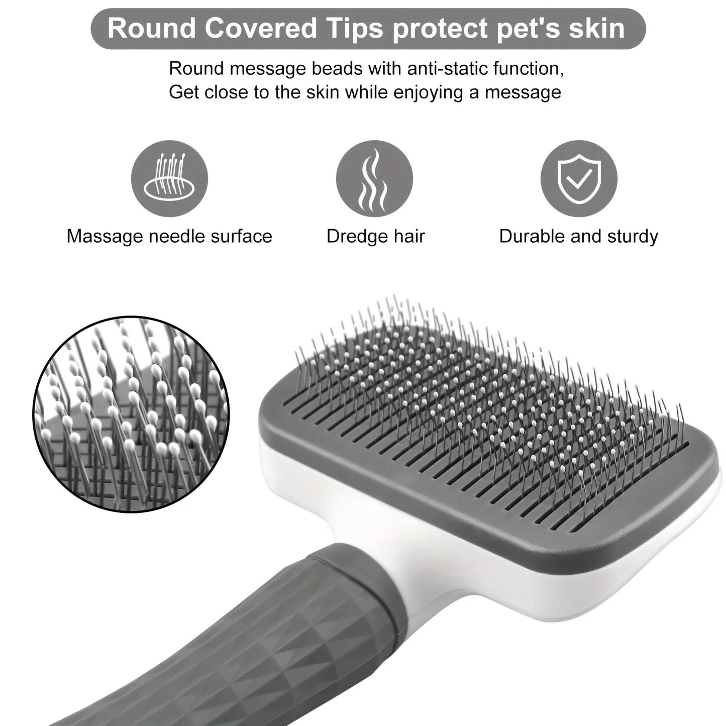 Easy-Clean Pet Grooming Brush Gentle Deshedding Massage Comb with One-Click Hair Removal Dog Grooming for Dogs & Cats Easy-Clean