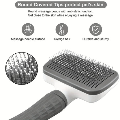 Easy-Clean Pet Grooming Brush Gentle Deshedding Massage Comb with One-Click Hair Removal Dog Grooming for Dogs & Cats Easy-Clean