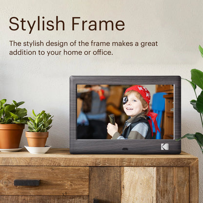 KODAK 7 Inch Digital Photo Frame with Remote Control, 1024*600 HD Screen, Electronic Album Video Music Clock Calendar Player