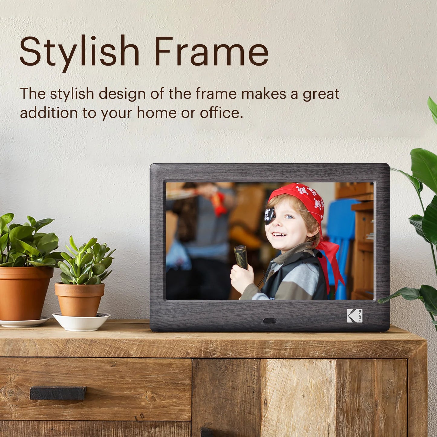 KODAK 7 Inch Digital Photo Frame with Remote Control, 1024*600 HD Screen, Electronic Album Video Music Clock Calendar Player
